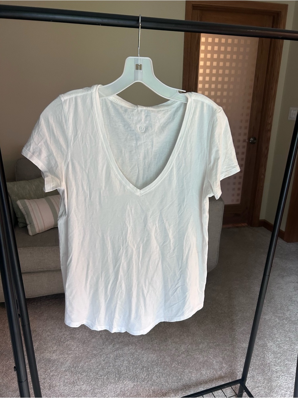 lululemon athletica White V-Neck Short Sleeve Tee